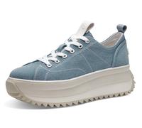 Plateausneaker TAMARIS "Milena", Damen, Gr. 38, blau (jeansfarben), Synthetik, Textil, Schuhe Plateausneaker, Freizeitschuh, Halbschuh, Schnürschuh in veganer Verarbeitung (55823154-38)