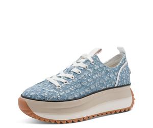 Plateausneaker TAMARIS "Milena", Damen, Gr. 38, denim, pailletten, Synthetik, Textil, Schuhe Plateausneaker, Freizeitschuh, Halbschuh, Schnürschuh in veganer Verarbeitung (30086743-38) denim, paillett