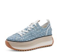 Plateausneaker TAMARIS "Milena", Damen, Gr. 40, denim, pailletten, Synthetik, Textil, Schuhe Plateausneaker, Freizeitschuh, Halbschuh, Schnürschuh in veganer Verarbeitung (30086743-40) denim, paillett