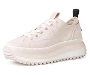 Plateausneaker TAMARIS "Milena", Damen, Gr. 41, beige (creme), Synthetik, Textil, unifarben, Schuhe Plateausneaker, Freizeitschuh, Halbschuh, Schnürschuh in veganer Verarbeitung (24180000-41) creme