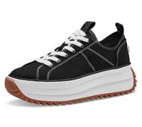 Plateausneaker TAMARIS "Milena", Damen, Gr. 41, schwarz, Synthetik, Textil, Schuhe Plateausneaker, Freizeitschuh, Halbschuh, Schnürschuh in veganer Verarbeitung (52242865-41)