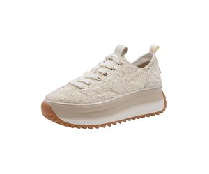 Plateausneaker TAMARIS "Tamaris Sneaker Lederimitat/Textil", Damen, Gr. 40, ivory, Lederimitat, Textil, Schuhe Plateausneaker (43442428-40) ivory
