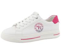 Plateausneaker TOM TAILOR, Damen, Gr. 39, pink (weiß, pink), Lederimitat, mehrfarbig, sportlich, Schuhe, Halbschuh, Freizeitschuh, Schnürschuh, Kontrastbesatz an der Ferse (84451814-39) weiß, pink