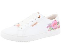 Plateausneaker TOM TAILOR, Damen, Gr. 41, weiß, Lederimitat, Schuhe Plateausneaker, mit buntem Blütenprint, Freizeitschuh, Halbschuh, Schnürschuh (21618536-41) weiß
