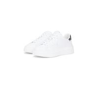 Plateausneaker TOMMY HILFIGER "ANIMAL PRINT PLATFORM SNEAKER", Damen, Gr. 40, Textil, weiß, Leder, Schuhe Plateausneaker, Schnürer, Halbschuh, Freizeitschuh, gepunkteter Braun-Beiger-Besatz (20285442-