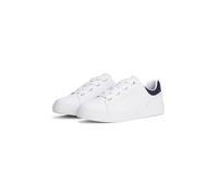 Tommy Hilfiger Damen Cupsole Sneaker Casual aus Leder, Weiß (White/Space Blue), 36