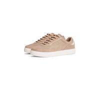 Plateausneaker TOMMY HILFIGER "CASUAL SUEDE SNEAKER", Damen, Gr. 39, beige (taupe), Veloursleder, Schuhe Plateausneaker, Freizeitschuh, Halbschuh, Schnürschuh mit seitlicher Logoprägung (52123026-39)