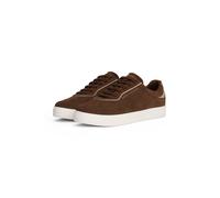 Plateausneaker TOMMY HILFIGER "CASUAL SUEDE SNEAKER", Damen, Gr. 41, dunkelbraun, Veloursleder, Schuhe Plateausneaker, Freizeitschuh, Halbschuh, Schnürschuh mit seitlicher Logoprägung (54226129-41) du
