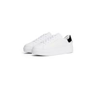 Plateausneaker TOMMY HILFIGER "CHIC PLATFORM CUPSOLE PATENT", Damen, Gr. 41, weiß, Glattleder, Schuhe Plateausneaker, Halbschuh, Schnürschuh mit glänzendem Kontrastbesatz an der Ferse (66384803-41) we