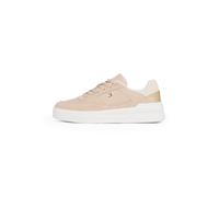 Plateausneaker TOMMY HILFIGER "ESSENT BASKET SNEAKER METALLIC", Damen, Gr. 41, rosa (rose kombiniert), Leder, Lederimitat, Textil, Schuhe Plateausneaker, Freizeitschuh, Halbschuh, Schnürschuh mit seit