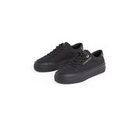 Plateausneaker TOMMY HILFIGER "ESSENTIAL VULC TEXTILE SNEAKER", Damen, Gr. 35, schwarz, Textil, Schuhe Plateausneaker, Freizeitschuh, Halbschuh, Schnürschuh mit goldfarbenen Details (51312011-35) schw