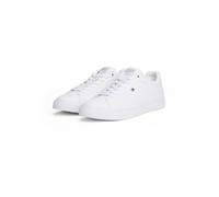 Plateausneaker TOMMY HILFIGER "ICON COURT SNEAKER", Damen, Gr. 37, weiß, Nappaleder, Schuhe Plateausneaker, Freizeitschuh, Halbschuh, Schnürschuh mit Flaggen-Logo (51280729-37) weiß