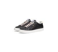 Plateausneaker TOMMY HILFIGER "ICON COURT SNEAKER", Damen, Gr. 42, schwarz, Nappaleder, Schuhe Plateausneaker, Freizeitschuh, Halbschuh, Schnürschuh mit Flaggen-Logo (83076831-42) schwarz