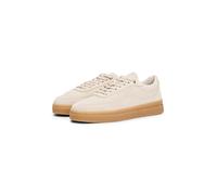 Plateausneaker TOMMY HILFIGER "MODERN COURT SNEAKER SUEDE", Damen, Gr. 41, beige, Veloursleder, unifarben, Schuhe Plateausneaker, Freizeitschuh, Halbschuh, Schnürer mit weich gepolstertem Schaftrand (