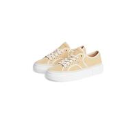 Plateausneaker TOMMY HILFIGER "PLATFORM VULC SNEAKER PIPING", Damen, Gr. 41, beige, Baumwolle, Lederimitat, Schuhe Plateausneaker, Freizeitschuh, Halbschuh, Schnürschuh mit Kontrast-Paspellierung (571