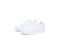 Plateausneaker TOMMY HILFIGER "TH CHIC EVA RUNNER", Damen, Gr. 40, weiß, ecru, Leder, Sonstiges Material, leicht glänzend, Schuhe Plateausneaker, Freizeitschuh, Halbschuh, Schnürschuh in leicht glänze