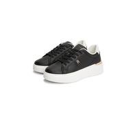 Plateausneaker TOMMY HILFIGER "TH CHIC PLATFORM", Damen, Gr. 41, schwarz, Nappaleder, Schuhe Plateausneaker, Freizeitschuh, Halbschuh, Schnürer mit seitlichem TH-Emblem (39979900-41) schwarz