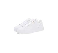 Plateausneaker TOMMY HILFIGER "TH CHIC SNEAKER", Damen, Gr. 42, weiß, Leder, Schuhe Plateausneaker, Freizeitschuh, Halbschuh, Schnürschuh mit Ziernähten (45666568-42) weiß