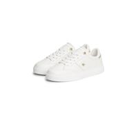Plateausneaker TOMMY HILFIGER "TH FEMININE CUPSOLE", Damen, Gr. 40, weiß (ecru), Leder, Lederimitat, Schuhe Plateausneaker, Freizeitschuh, Halbschuh, Schnürschuh mit seitlicher Applikation (55684017-4