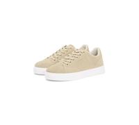 Plateausneaker TOMMY HILFIGER "TH FEMININE CUPSOLE SUEDE", Herren, Gr. 40, beige, Veloursleder, aufgeraut, unifarben, Schuhe Plateausneaker, Freizeitschuh, Halbschuh, Schnürer mit Logoschriftzügen (39
