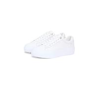 Tommy Hilfiger Damen Th Plateau-Sneaker Tumbled LTR Fw0fw09018 Low-Top, White, 40 EU