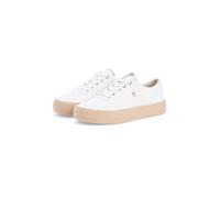 Plateausneaker TOMMY HILFIGER "TH FOXING PLATFORM ROPE", Damen, Gr. 41, weiß, Textil, Strukturmuster, Schuhe Plateausneaker, Freizeitschuh, Schnürer, Halbschuh mit TH-Schmuckelement (96439417-41) weiß