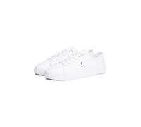 Plateausneaker TOMMY HILFIGER "TH FOXING SNEAKER CANVAS", Herren, Gr. 37, weiß, Textil, unifarben, Basic, Schuhe Plateausneaker, Freizeitschuh, Halbschuh, Schnürer mit Logostickerei - schmale Form (19