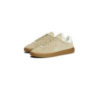 Plateausneaker TOMMY HILFIGER "TH ICON COURT LIGHT SUEDE", Damen, Gr. 37, Textil, beige (taupe), Lederimitat, Veloursleder, Schuhe Plateausneaker, Freizeitschuh, Halbschuh, Schnürer mit Kontrastbesatz