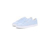 Plateausneaker TOMMY HILFIGER "TH LOW PROFILE VULC CANVAS", Damen, Gr. 39, blau (hellblau), Baumwolle, unifarben, Basic, Schuhe Plateausneaker, Halbschuh, Schnürer, Freizeitschuh mit gepolstertem Scha