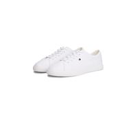 Plateausneaker TOMMY HILFIGER "TH LOW PROFILE VULC CANVAS", Herren, Gr. 36, weiß, Baumwolle, unifarben, Basic, Schuhe Plateausneaker, Halbschuh, Schnürer, Freizeitschuh mit gepolstertem Schaftrand (66