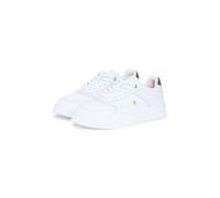 Plateausneaker TOMMY HILFIGER "TH SPORTY CUPSOLE CORP", Damen, Gr. 42, weiß, Leder, Lederimitat, Schuhe Plateausneaker, Freizeitschuh, Halbschuh, Schnürer mit dezenten Ziernähten (81058943-42) weiß