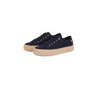 Plateausneaker TOMMY HILFIGER "VULC ESPADRILLE SNEAKER", Damen, Gr. 40, blau (dunkelblau), Baumwolle, Schuhe Plateausneaker, Freizeitschuh, Halbschuh, Schnürer mit bastbezogenem Plateau (49976407-40) 
