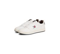 Plateausneaker TOMMY JEANS "ARCHIVE '98 CALF HAIR TAB", Damen, Gr. 36, weiß, braun, Leder, Lederimitat, Schuhe Plateausneaker, Freizeitschuh, Halbschuh, Schnürschuh mit typischer Logoflagge (39759242-