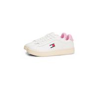 Plateausneaker TOMMY JEANS "ARCHIVE' 98", Damen, Gr. 36, rosa (ecru, rosa), Nappaleder, Textil, unifarben mit Farbeinsätzen, Basic, Schuhe Plateausneaker, Freizeitschuh, Halbschuh, Schnürer mit Kontra