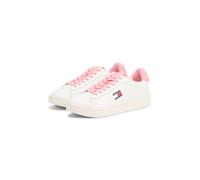 Plateausneaker TOMMY JEANS "ARCHIVE' 98", Damen, Gr. 38, ivory, rose, Nappaleder, Textil, unifarben mit Farbeinsätzen, Basic, Schuhe Plateausneaker, Freizeitschuh, Halbschuh, Schnürer mit Kontrastbesa