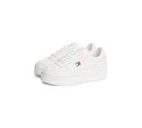 Plateausneaker TOMMY JEANS "ARCHIVE '98 MAX", Damen, Gr. 39, weiß (ecru), Leder, Lederimitat, Schuhe Plateausneaker, Freizeitschuh, Halbschuh, Schnürer, seitliche Logoflag, schmale Form (83709414-39)
