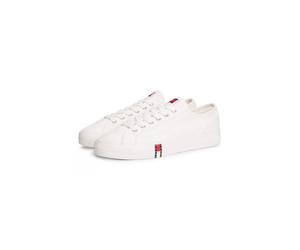 Plateausneaker TOMMY JEANS "ARCHIVE Y2K", Damen, Gr. 40, ecru, Textil, unifarben, Schuhe Plateausneaker, Freizeitschuh, Halbschuh, Schnürer im Retro-Look mit Label im Plateau (10735812-40) ecru