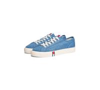 Plateausneaker TOMMY JEANS "ARCHIVE Y2K DENIM", Damen, Gr. 39, denim, Baumwolle, unifarben, used, Schuhe Plateausneaker, Schnürschuh, Halbschuh, Freizeitschuh mit Flagge im Plateau (35480800-39) denim