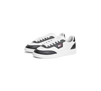Plateausneaker TOMMY JEANS "THE GREENWICH EDGE LTR", Damen, Gr. 42, ecru, schwarz, Leder, Lederimitat, Schuhe Plateausneaker, Freizeitschuh, Halbschuh, Schnürschuh mit Schaftrand-Polsterung (20102959-