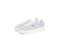 Plateausneaker TOMMY JEANS "THE GREENWICH EDGE MAX SUEDE", Damen, Gr. 37, hellblau, Veloursleder, kontrastfarbene Details, Schuhe Plateausneaker, Freizeitschuh, Halbschuh, Schnürschuh mit seitlicher L