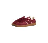 Plateausneaker TOMMY JEANS "THE GREENWICH EDGE SUEDE", Damen, Gr. 38, rot, weiß, Lederimitat, Textil, Veloursleder, kontrastfarbene Details, Schuhe Plateausneaker, Freizeitschuh, Halbschuh, Schnürschu