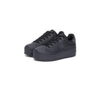 Plateausneaker TOMMY JEANS "TJW FLATFORM ESS MU", Damen, Gr. 35, schwarz, Leder, Schuhe Plateausneaker, Freizeitschuh, Halbschuh, Schnürschuh mit Kontrastbesatz (99186418-35) schwarz