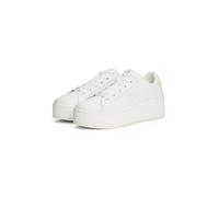 Plateausneaker TOMMY JEANS "TJW FLATFORM PEARLIZED SNEAKER", Damen, Gr. 36, weiß, Leder, Lederimitat, Schuhe Plateausneaker, Freizeitschuh, Halbschuh, Schnürschuh mit weichem Schaftrand (87478628-36)