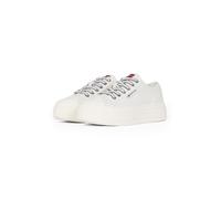 Plateausneaker TOMMY JEANS "TJW FOXING VULC LC LEATHER", Damen, Gr. 40, beige (ecru), Lederimitat, Schuhe Plateausneaker, Freizeitschuh, Halbschuh, Schnürschuh, Kontrast-Schnürsenkel (10585323-40) ecr