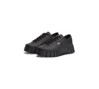 Plateausneaker TOMMY JEANS "TJW PLATFORM SNEAKER LEATHER LC", Damen, Gr. 35, schwarz, Leder, Schuhe Plateausneaker, Schnürschuh, Halbschuh, Freizeitschuh mit seitlichem Logoschriftzug (76248830-35) sc