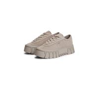 Plateausneaker TOMMY JEANS "TJW PLATFORM SNEAKER SUEDE", Damen, Gr. 39, hellgrau, Veloursleder, Schuhe Plateausneaker, Freizeitschuh, Halbschuh, Schnürschuh mit markanter Plateausohle (10234903-39) he