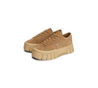 Plateausneaker TOMMY JEANS "TJW PLATFORM SNEAKER SUEDE", Damen, Gr. 41, hellbraun, Veloursleder, Schuhe Plateausneaker, Freizeitschuh, Halbschuh, Schnürschuh mit markanter Plateausohle (88190562-41) h
