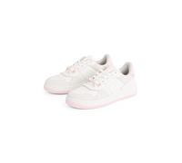 Plateausneaker TOMMY JEANS "TJW RETRO BASKET WASHED SUEDE", Damen, Gr. 36, rosa (weiß, rose), Leder, Lederimitat, Schuhe Plateausneaker, Freizeitschuh, Halbschuh, Schnürschuh im Basket Look (97091422-