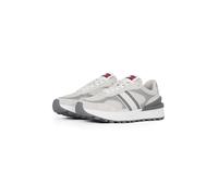 Plateausneaker TOMMY JEANS "TJW TECH RUNNER", Damen, Gr. 40, grau (grau kombiniert), Leder, Textil, Schuhe Plateausneaker, Freizeitschuh, Halbschuh, Schnürschuh mit Kontrastbesätzen (43982418-40) grau
