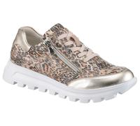 Plateausneaker WALDLÄUFER "H-AJALA", Damen, Gr. 4,5 (37,5), leo, goldfarben, Glattleder, Textil, animal-print, Schuhe Plateausneaker, Freizeitschuh, Halbschuh, Schnürer in Leo-Optik, Komfortweite H (7